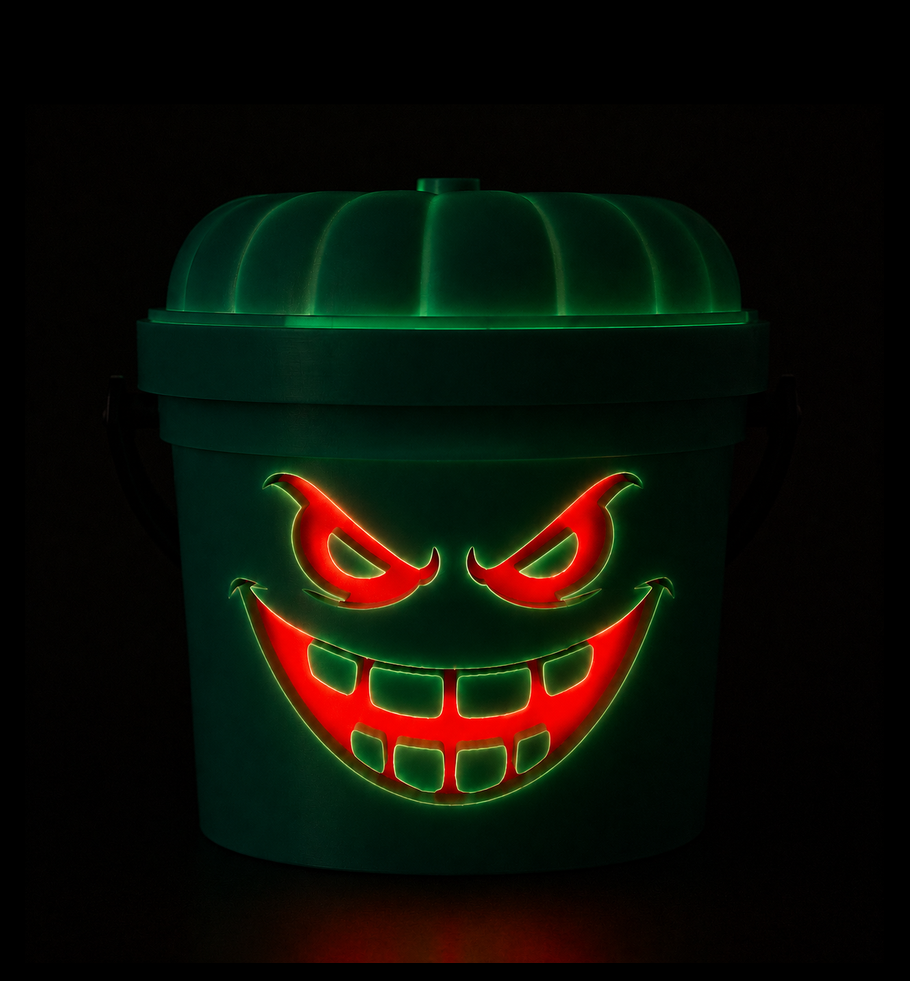 Ghostly Grin Halloween Bucket 3D Print