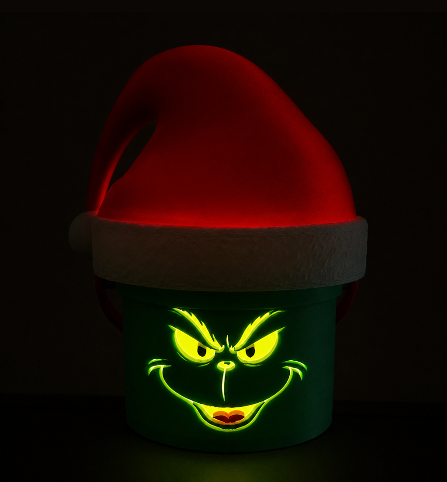 Grinch Lighted Christmas Bucket 3D Print