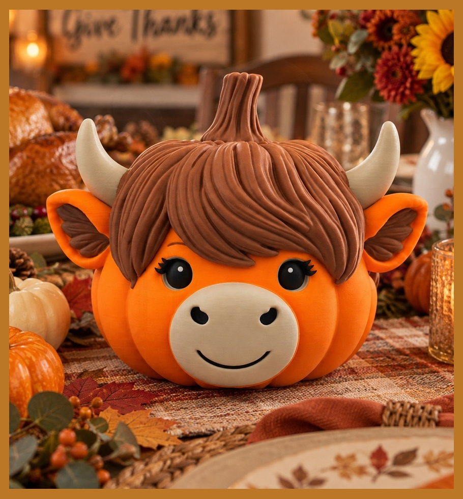 Highland Cow Pumpkin - 3D Printed - Small